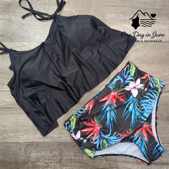 Xuanfel High Waist Floral Flonce Bikini Swimsuit Size XL - Picture 2 of 6